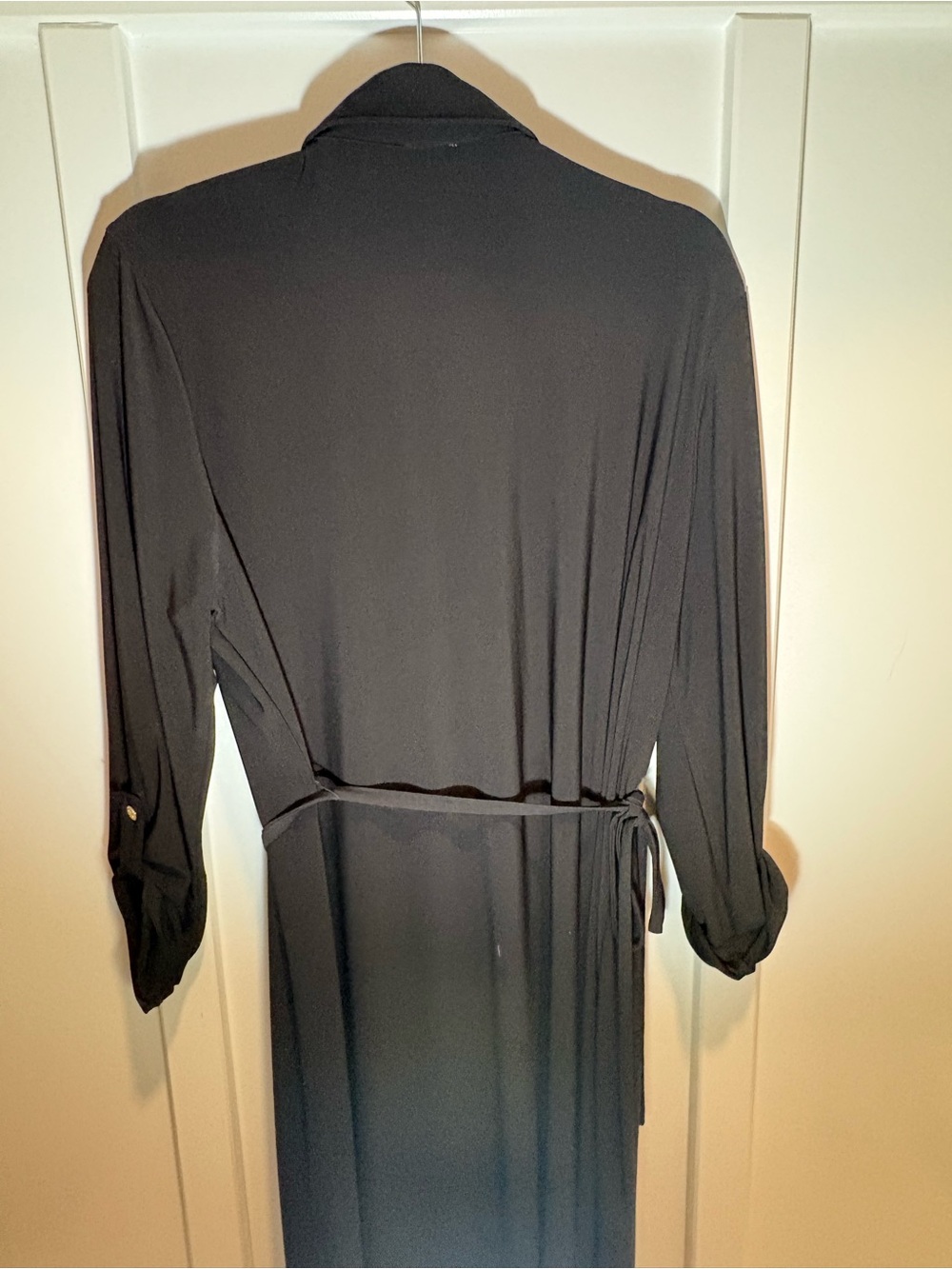 Anne Klein Black Zip-Front Shirt Dress with Waist Tie - Picture 4 of 4